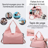 Sac de sport pour femmes 49x25x23cm grande capacité étanche sac de voyage sac de yoga avec sangle de fixation pour tapis de yoga