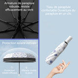 Parapluie 97x56cm 8 baleines en matériau épaissi ouverture et fermeture à une touche protection contre la pluie et les UV Blanc