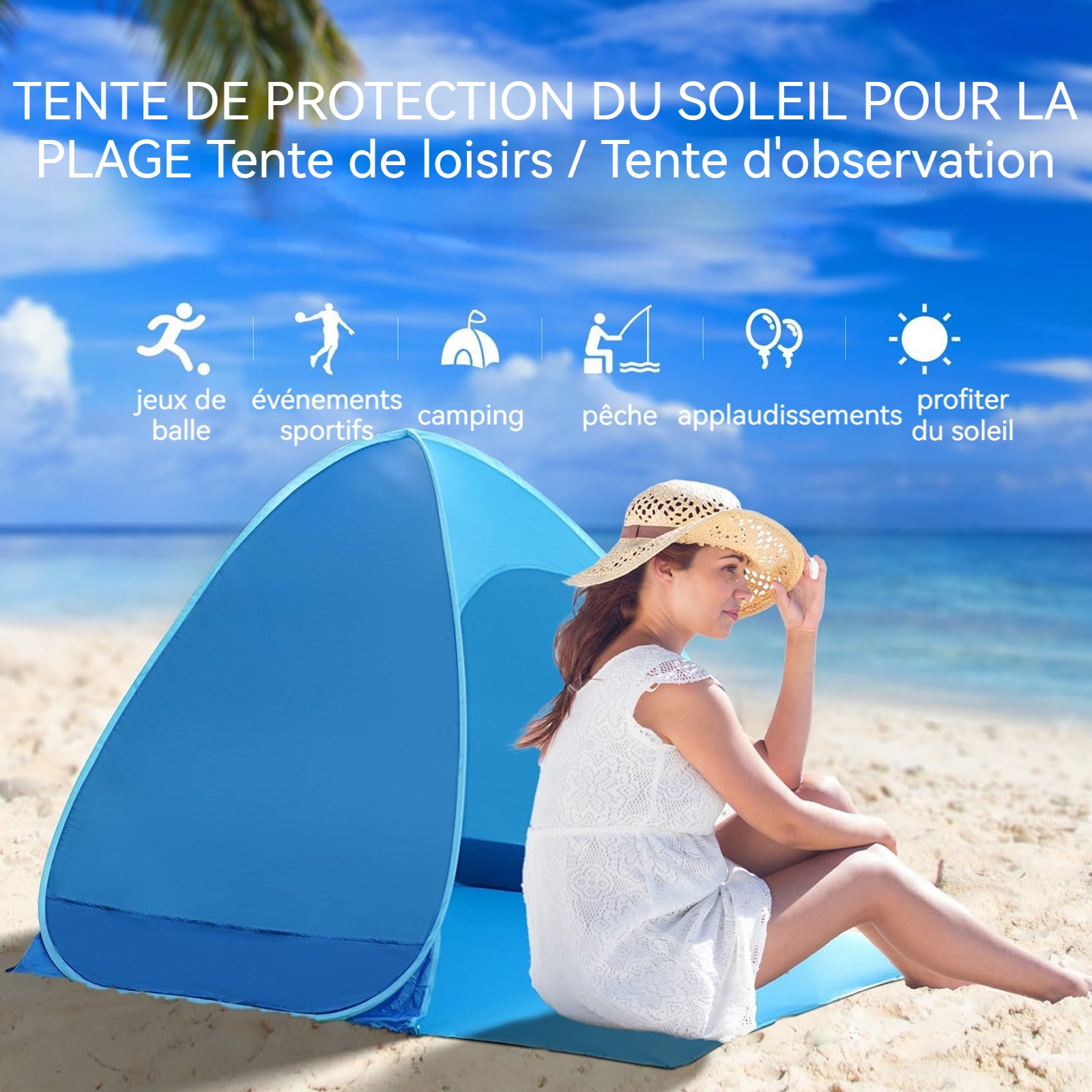 tente de plage pop up Tente de plage pop up 200x165x130cm protection solaire tente plage aut – Confozen.fr