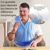 Bavoir pour adulte  57x31cm Ajustement réglable sur 6 positions Poches de maintien 3D Léger et confortable Facile à enrouler