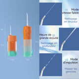 Nettoyer de dents rechargeable portable hydropulseur réservoir d'eau 200 ml étanchéité ipx7 4 buses facile à transporter orange