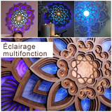 Applique murale mandala en bois 10W charge USB gravé à la mandala night light pour la décoration de salle de yoga à la maison