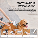 Tondeuse chien 7 en 1 39x31.5x17.5cm aspirateur poil de chien avec 6 peignes de limitation tondeuse pour chien avec aspirateur