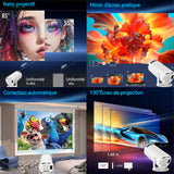 Vidéoprojecteur vidéo 4k écran de projection 130 pouces automatique du trapèze connexion wi-fi ou bluetooth dupliquer l'écran
