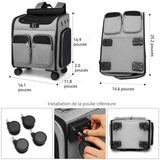 Valise à roulettes pour animaux de compagnie 2 en 1 41x30x43cm pour petits chien sac transport chat carrier de chats avec roues