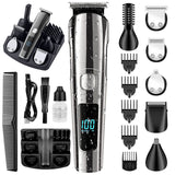 Tondeuse cheveux hommes 6 en 1 220v 600mah IPX6 LCD 2 vitesse usb tondeuse à cheveux avec 6 types de couteaux et 4 peignes limites