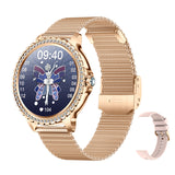 Montre Connectée Femme avec Appel Smartwatch Santé Au Alliage de titane Etanche à l'eau Podomètre Moniteur de fréquence cardiaque