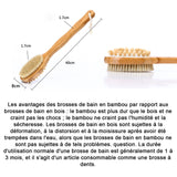 Brosse Dos Douche Double Face Soies Naturelles Bambou Manche Long avec Cordon Nettoyage Profond Exfoliation Douce Massage Corporel