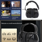 Cache-oreilles 14,5x19,5x10cm 30dB protection insonorisée cache-oreilles réduction du bruit du sommeil noir casque anti-bruit