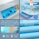Piscine gonflable 180x130x55cm Piscine en PVC épaissie pour enfants Peut accueillir 3 à 4 personnes avec des jouets aquatiques