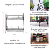Étagère à épices 31x31x14cm Étagère de rangement sans perforation Étagère à épices amovible pour salle de bain Élever la clôture