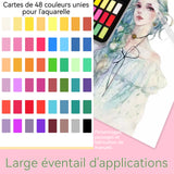 Set de Peinture Aquarelle Professionnel 48 Couleurs Boite d'Aquarelle Set de Peinture Aquarelle Solide Convient pour garçons filles
