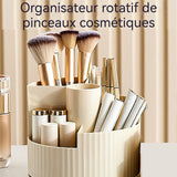 Boîte de rangement organisateur maquillage rotatif 360 degrés stockage boîte cosmétique multifonctionnel stockage efficace blanc