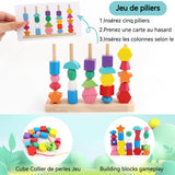 Blocs de construction 21,5x16x5cm pour enfants perles couleur perception sensorielle des formes blocs de construction empilables