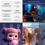 Vidéoprojecteur 1080P 390ANSI projection portative Projection sur écran mobile Convient pour usage domestique Connexion Bluetooth