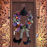 Couronne de sorcière d'Halloween 35*65cm Décorations de fête d'horreur guirlande de sorcière porte suspendue pour Halloween