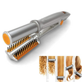 Brosse lissante pour cheveux 2-en-1 utilisation humide et sèche trois niveaux de réglage de la température peigne à lisser argent