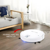 Robot aspirateur 5 en 1 forte puissance d'aspiration 1800Pa avce 1200mAh batterie détection obstacles aspirateur automatique bleu