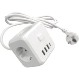 Multiprise electrique Bloc 3 prises 3 USB 1 Type-C avec Interrupteur Longueur câble 1,5M Prises multidirectionnelles Prise cube