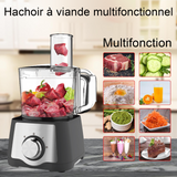 Hachoir a Viande Électrique  600W 4 lames  2 vitesses réglables  machine de mélange et de broyage rapide  acier inoxydable noir