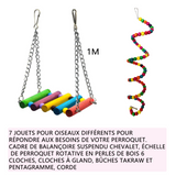 Jouets pour oiseaux 7 pcs suspendu jouet perruche pour les petites perruches pinsons des cages à oiseaux de petite jouets à mâcher