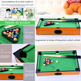 Table de billard 51x31x9cm billard de table pour enfants conception de bureau de simulation avec des boules et des queues de billard