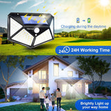 1 pièce 100LED applique murale solaire extérieure capteur de corps humain lumière IP65 étanche extérieure étanche lampadaire cour