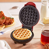 Gaufrier Mini Machine à Petit-Déjeuner Gaufrier Rond Machine à Crêpes Ronde Machine à Sandwich Petit-Déjeuner Rouge 350W