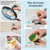 Brosse de nettoyage 176x76x76mm brosse à casseroles avec liquide 2 têtes de brosse cuisine à manche long ustensiles de cuisine