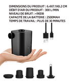 Pompe à air 2500mAh pompe à air électrique avec 5 buses gonfleur électrique gonfleur matelas gonflable pour activités de plein air