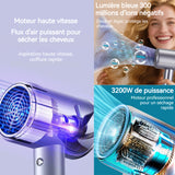 Sèche-cheveux 3200 W Trois vitesses de réglage de la température Soin capillaire aux ions négatifs Une expérience salon à la maison