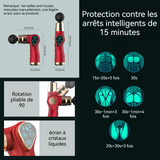 Pistolet de massage musculaire à percussion mini pistolet à percussion 32 vitesses 4 têtes de massage écran LCD relaxant rouge