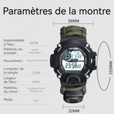 Montre numérique lumineuses multifonctionnel bracelet survie avec boussole thermomètre sifflet tournevis paracorde Outillage Camping