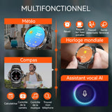 Montre connectée 500mah 360x360 Résolution Montre de sport connectée Bluetooth 5.3 HD 1,53 pouce avec appels Bluetooth et boussole