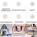 trousse de toilette 110g visible grande capacité étanche l'eau et poussière  poignée épaissie forte capacité charge Sac de Toilette