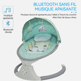 Transat bebe electrique balancelle bébé avec bluetooth réglage à cinq vitesses pare soleil moustiquaire avec télécommande pliable