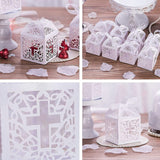 50 pièces  Bonbonnière  Blanc  Motif de la couronne  Noël  Cadeau de mariage  Motif en creux  Mariage  Bonbonnière de mariage