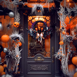 Couronne de crânes d'Halloween    43*43*9cm   Crâne jaune effrayant  Gothique sombre  Convient à la décoration d'Halloween