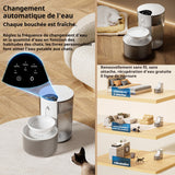Fontaine a eau chat 3L 2000mah 16x30.5x23.3cm distributeur d'eau automatique de type à déversement pour séparation propre et sale