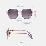 New Net Red Fashion Gradient Lunettes de soleil Trendy Metal Ladies Anti-ultraviolet Premium Sense Lunettes de soleil polarisées