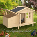 Poulailler en bois 99x55x66cm résidence petitsanimaux poules lapin box extérieur porte verrouillable grand poulailler domestique