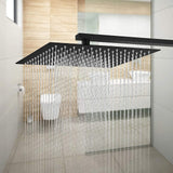 Pommeau de douche à effet pluie 16 pouce/40x40cm noir en acier inoxydable grand tete de douche carré pluie carré anti calcaire