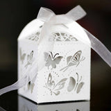 50 pièces  Boîte à bonbons  Blanc  Papillon  Jour de Noël  Saint-Valentin  Cadeau de mariage  Design en creux Bonbonnière
