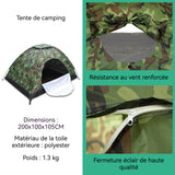Tente de camping 200x100x105CM Tente de camouflage manuelle pour voyage en plein air, une personne, une seule couche protection UV