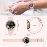 Montre Connectée Femme avec Appel Smartwatch Santé Au Alliage de titane Etanche à l'eau Podomètre Moniteur de fréquence cardiaque