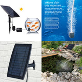 Pompe à oxygène solaire 2.5w 1800mah pompe à oxygène solaire enfichable pompe bassin aérateur 3 niveaux réglables 2 pierres air