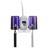 Stérilisateur de brosse à dents USB porte-brosse à dents avec 4 emplacements et 2 tasse et distributeur automatique de dentifrice
