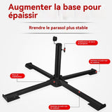 Pied de parasol 25 -38 mm tige inférieure de base parapluie télescopique pliable et stable en métal antirouille portable et réglable
