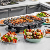 Barbecue électrique 48x35x9cm Gril électrique sans fumée sans fumée revêtement antiadhésifs Barbecue avec Plateau à Goutte à Huile