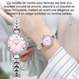 Montre analogique femme bracelet avec incrustation de zircon élégant cadeaux pour femme montre-bracelet montres pour femmes
